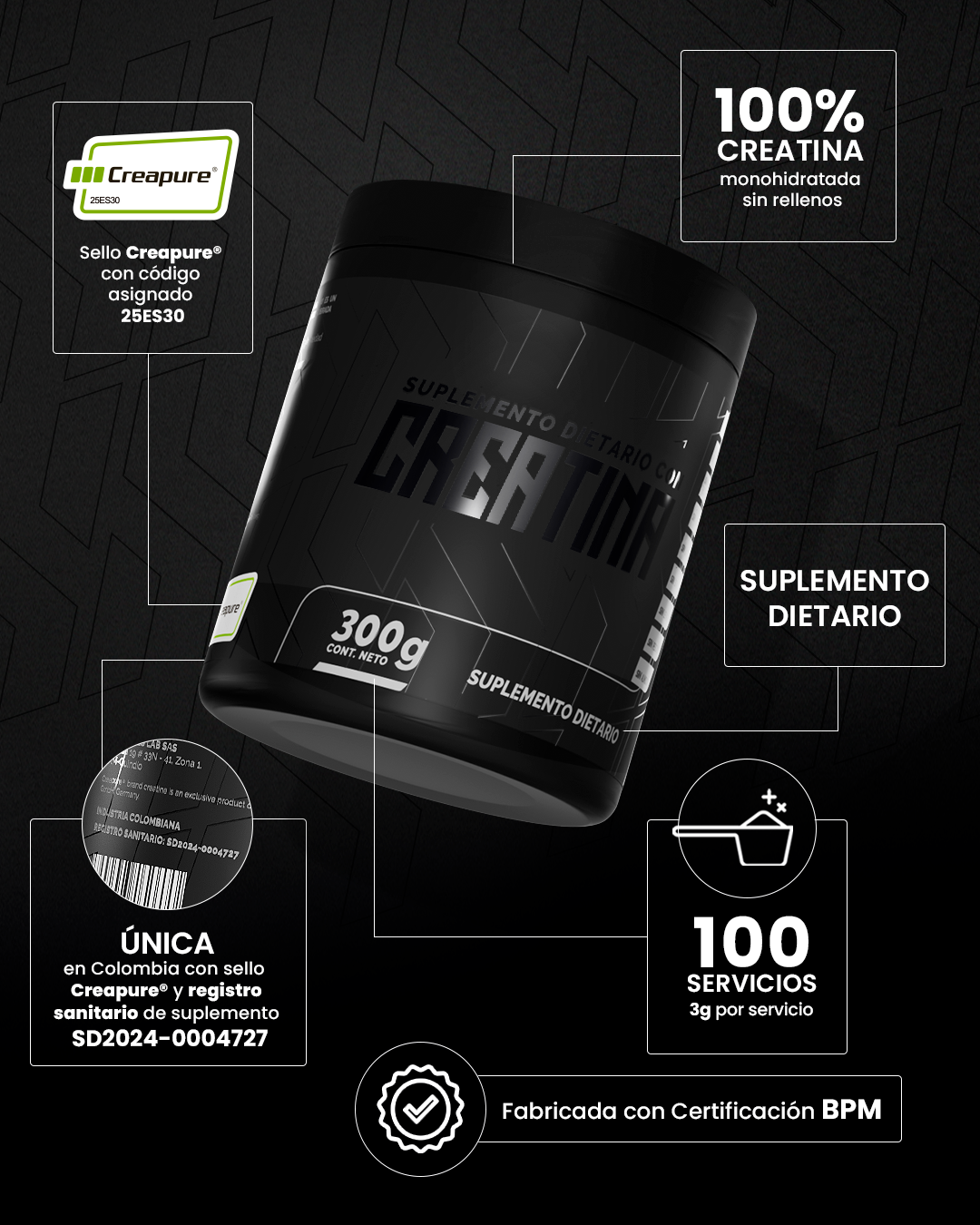 CREAPURE 300 GRAMOS- 100 SERVICIOS